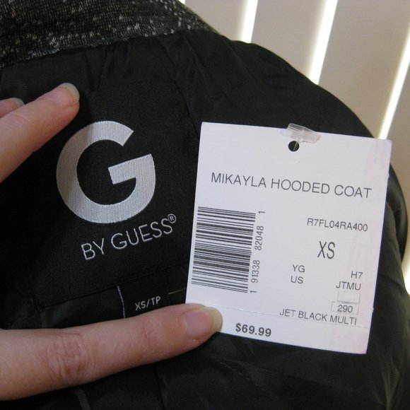 NWT Guess gray black jacket hoodie coat XS extra small - Picture 8 of 8